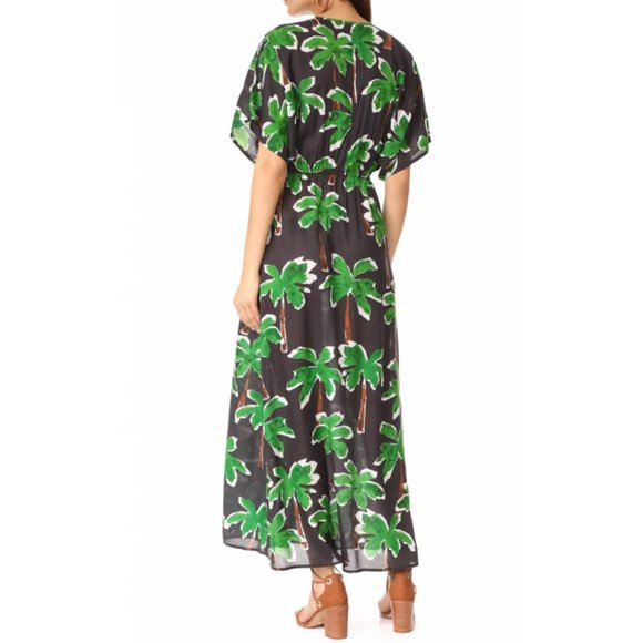 NEW Cooper Ella Jessa Caftan Maxi Dress Tropical Palm Tree V-Neck Surplice Long - Picture 5 of 12